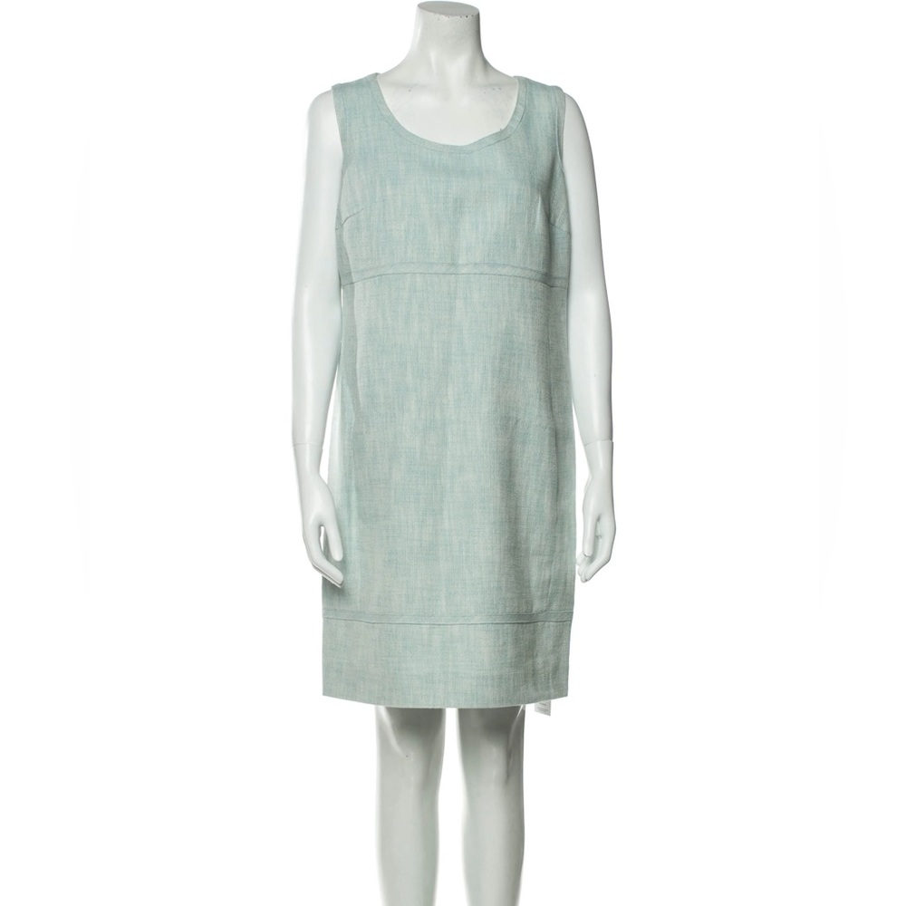 AKRIS PUNTO LINEN BLEND SCOOP NECK DRESS 8